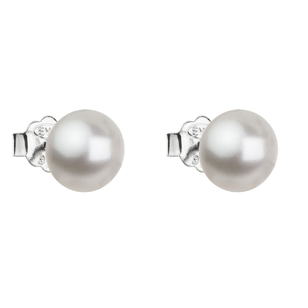 Levně Náušnice se Swarovski Elements 31142.1 Bílá 8 mm