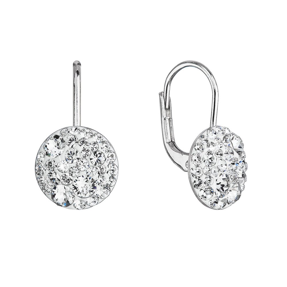 Stříbrné náušnice visací s krystaly Swarovski bílé jemné 31315.1 Krystal