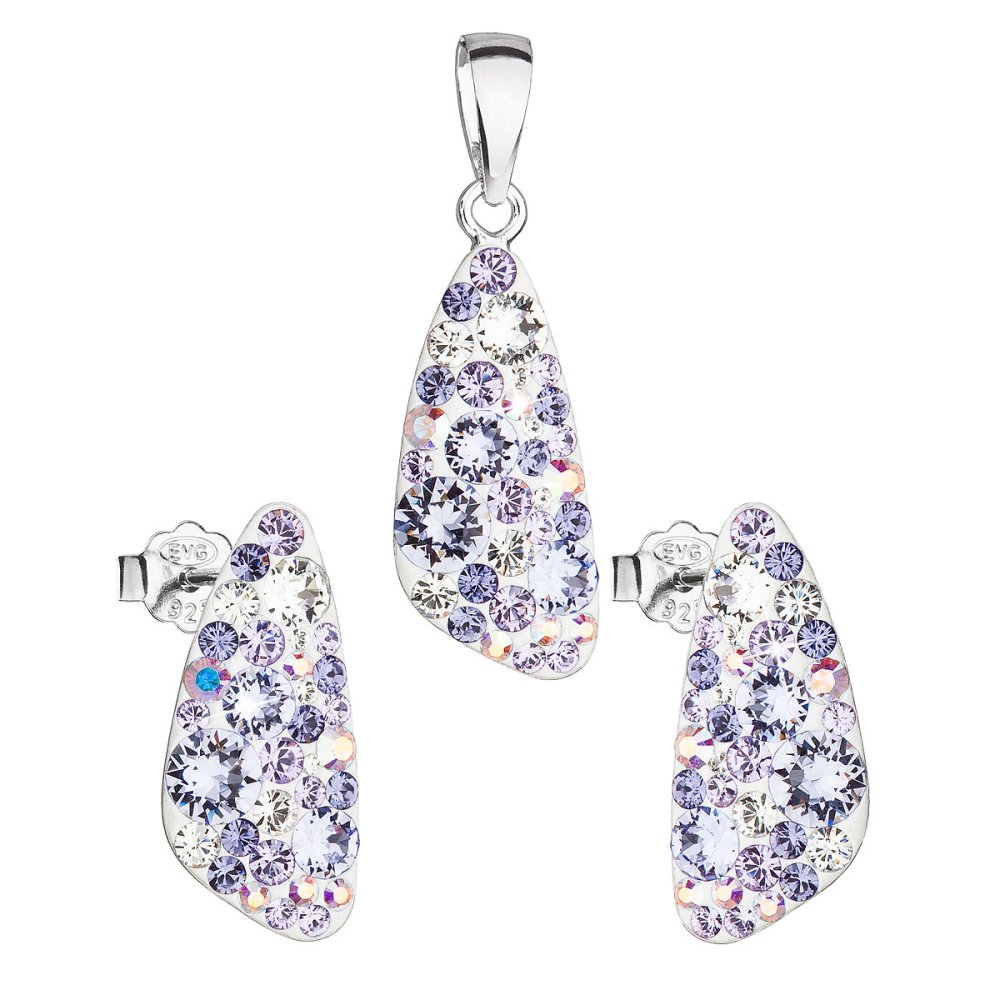Levně Sada šperků s krystaly Swarovski náušnice a přívěsek fialový 39167.3 Violet