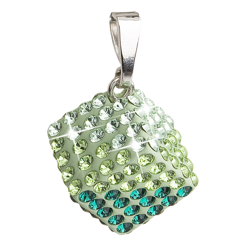 Levně Přívěsek se Swarovski Elements zelená kostka 34082.3 Emerald