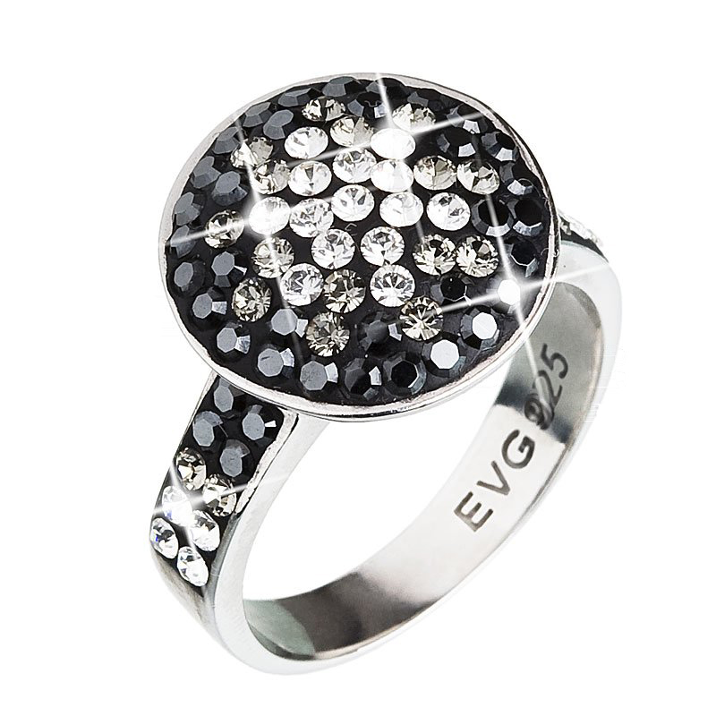 Prsten Swarovski Elements kolečko s křišťály jet