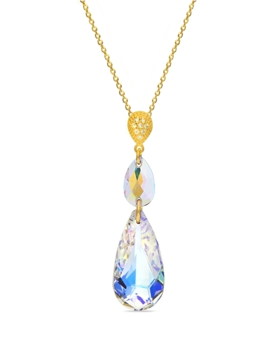 Náhrdelník se Swarovski Elements Double Teardrop Gold NCG323061001ABAB AB