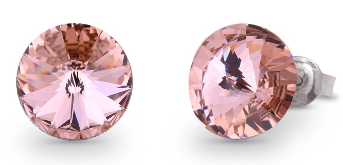 Náušnice Rivoli růžové se Swarovski Elements Sweet Candy Studs K1122SS47VR Vintage Rose 10 mm