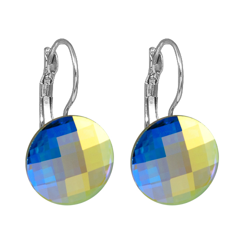 Náušnice se Swarovski Elements diskokruh AB 14 mm