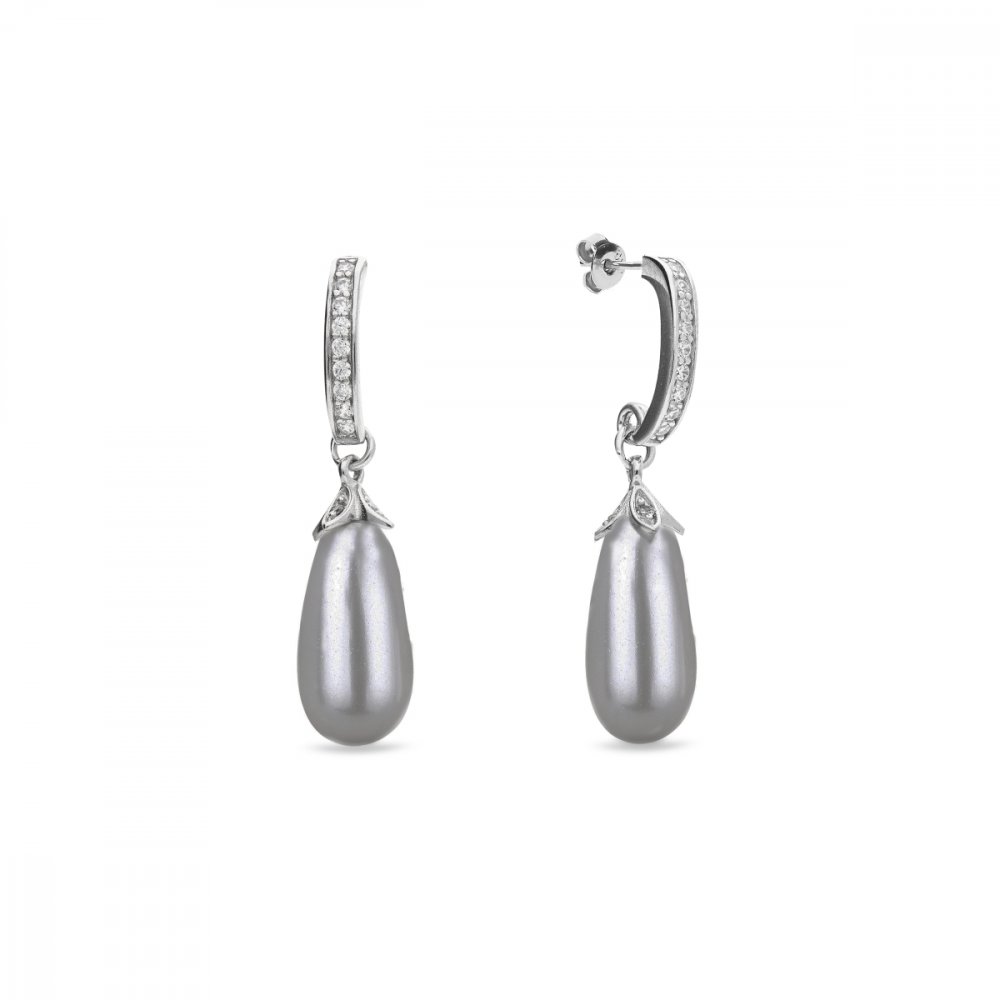 Náušnice se Swarovski Elements perla Light Grey
