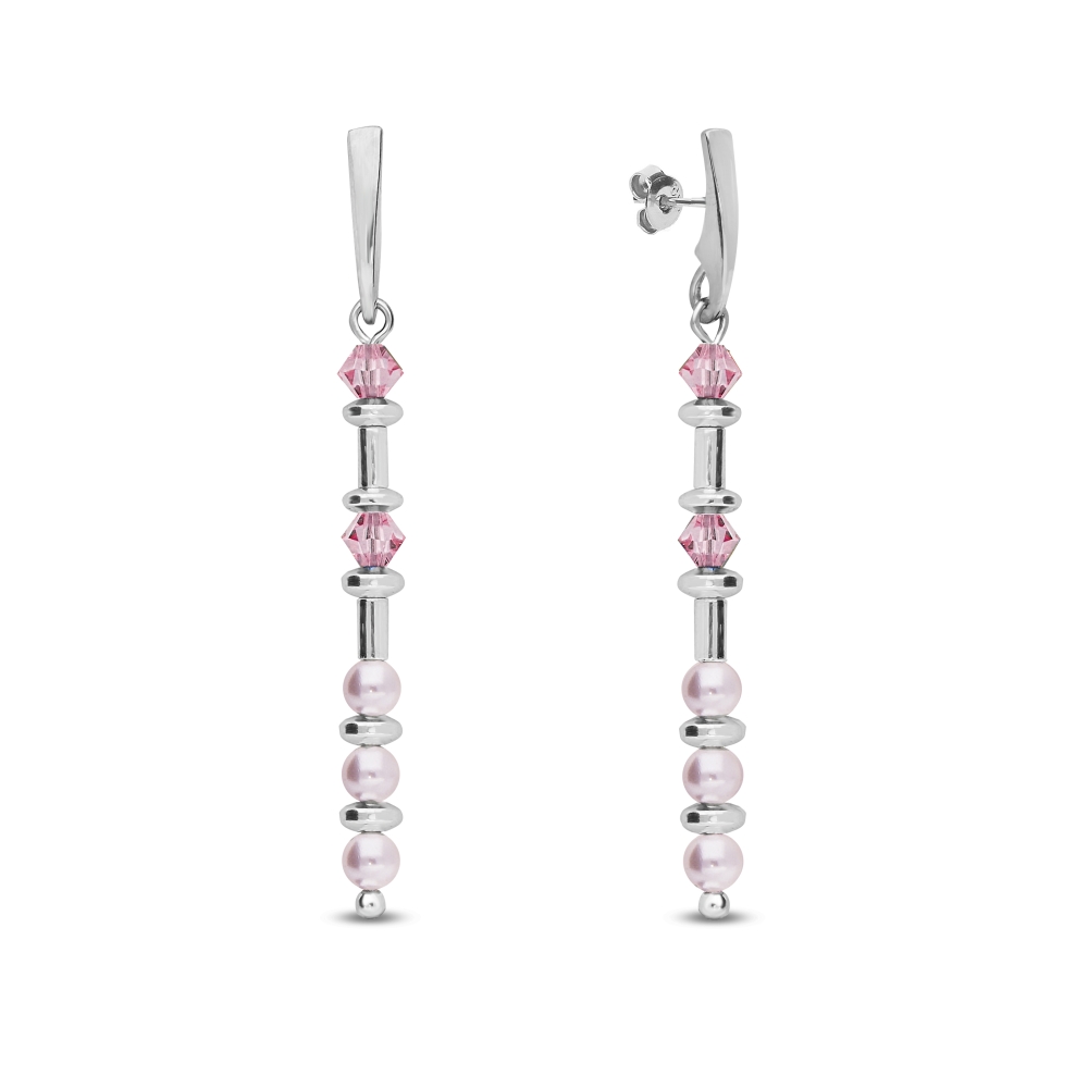 Stříbrné náušnice růžové se Swarovski Elements Clematis K58105328RLR Light Rose