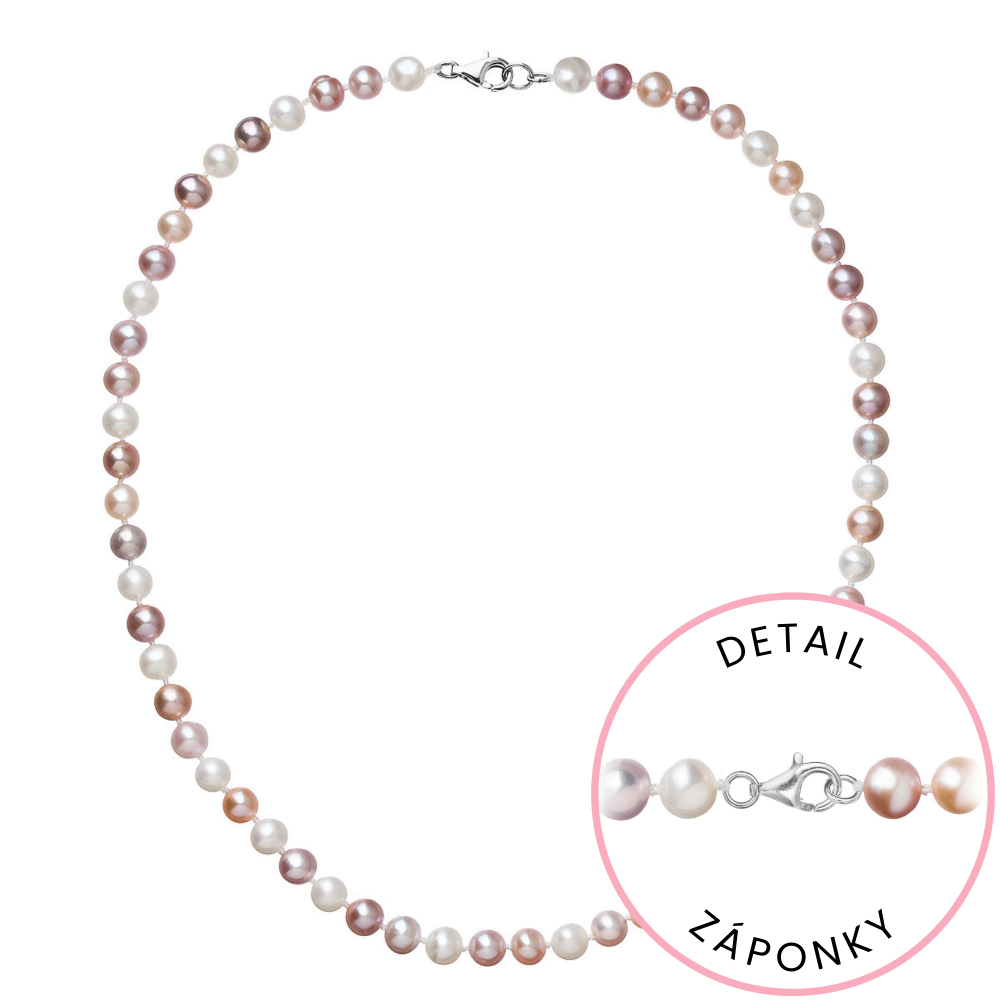 Perlový náhrdelník z říčních perel se zapínáním z bílého 14 karátového zlata 822004.3/9260B multi,Perlový náhrdelník z říčních perel se zapínáním z bí