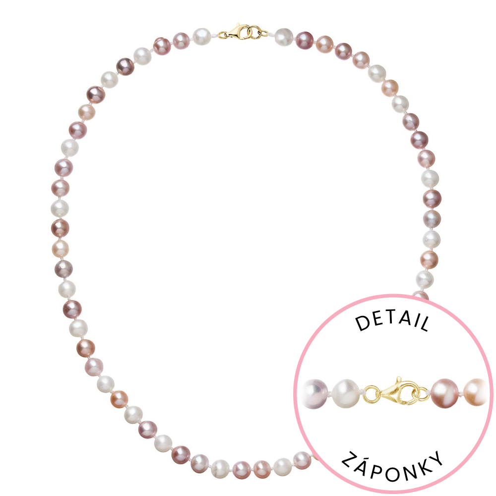 Perlový náhrdelník z říčních perel se zapínáním ze 14 karátového zlata 922004.3/9260 multi,Perlový náhrdelník z říčních perel se zapínáním ze 14 karát