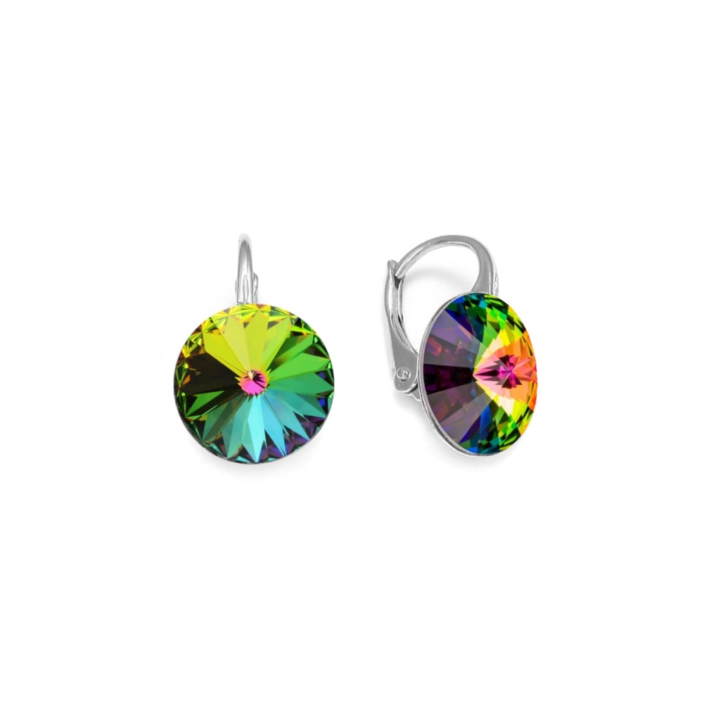 Náušnice zeleno měnivé Rivoli se Swarovski Elements Sweet Candy K112212VM Vitrail Medium 12 mm