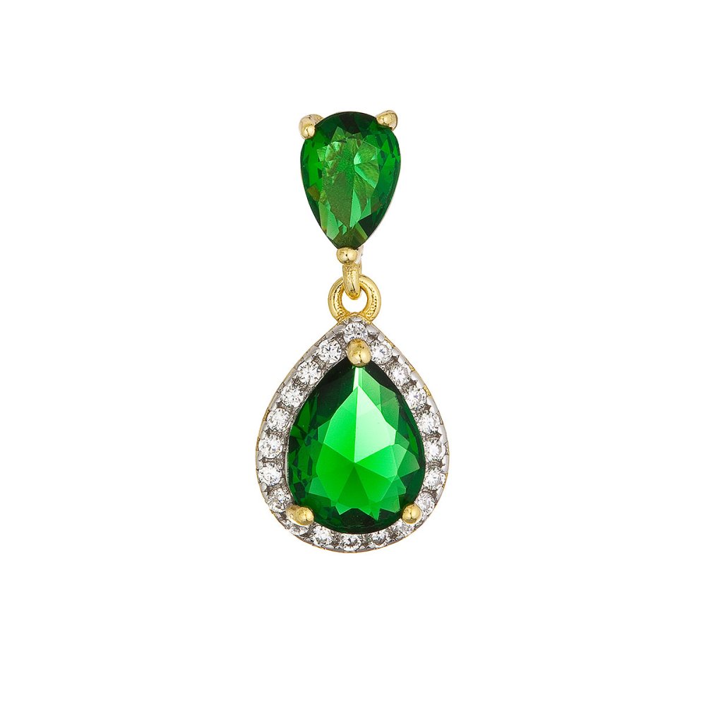 Pozlacený přívěsek zelená kapka 14071.3 green