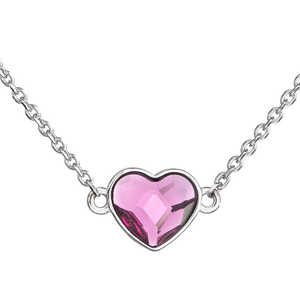 Stříbrný náhrdelník s krystalem Swarovski růžové srdce 32061.3 Fuchsia