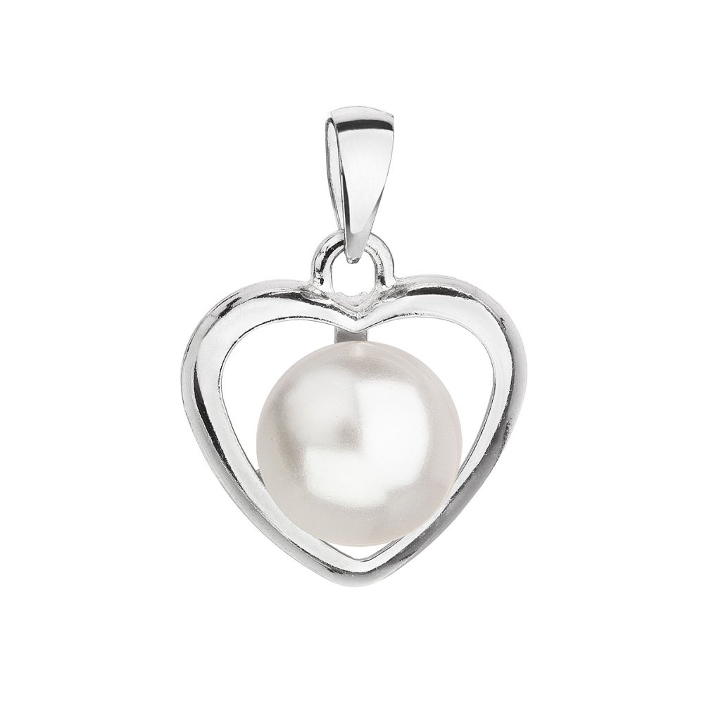 Stříbrný přívěsek s bílou perlou srdce 34246.1 White