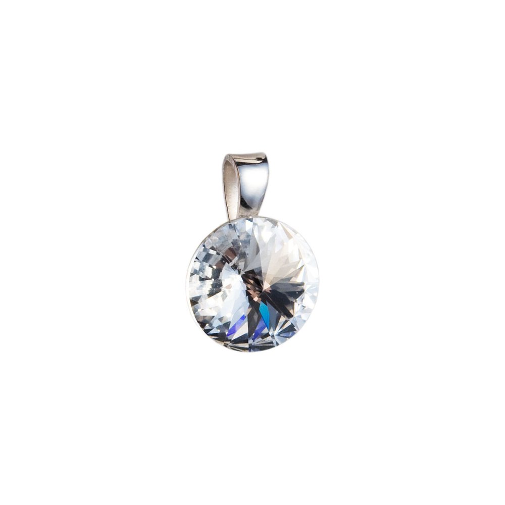 Stříbrný přívěsek s krystaly Swarovski bílý kulatý-rivoli 34112.1 Krystal