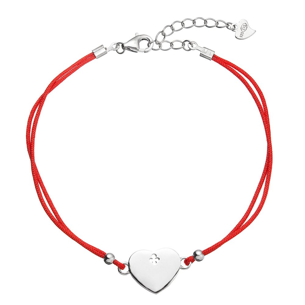 Levně Kabbalah náramek se stříbrným srdcem 13049.3 red
