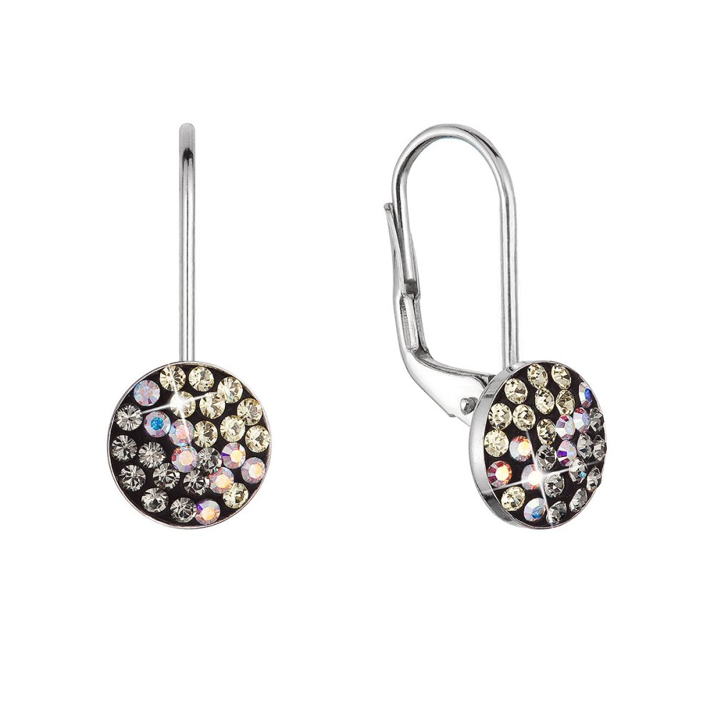 Levně Stříbrné náušnice visací s krystaly Swarovski měsíční malé 31321.3 moonlight
