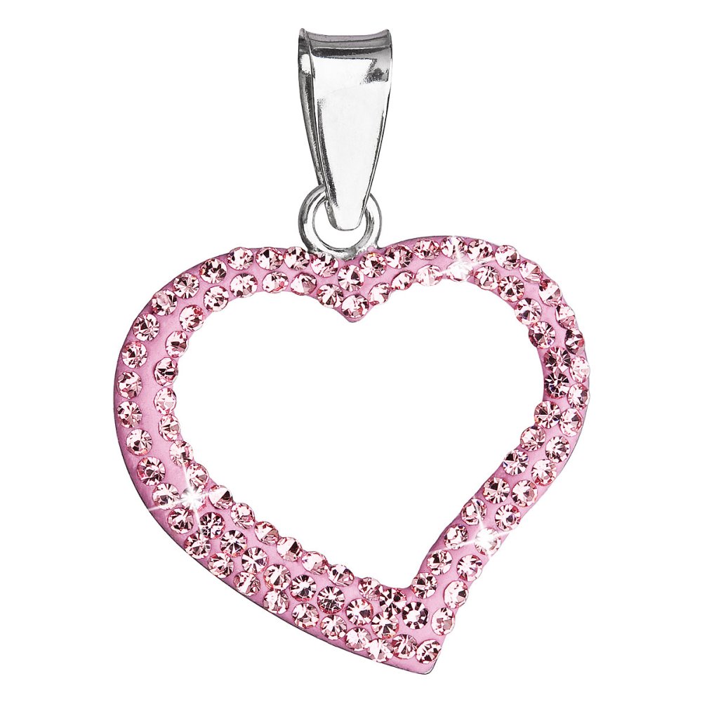 Stříbrný přívěsek s krystaly Swarovski růžové srdce 34093.3 Rose