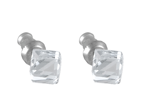 Náušnice se Swarovski Elements bílá kostka Krystal 6 mm