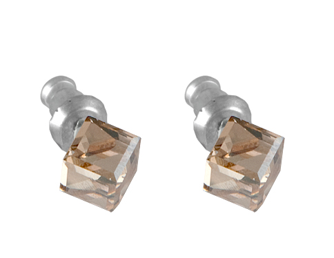 Náušnice se Swarovski Elements kostka Gold Shadow 6 mm