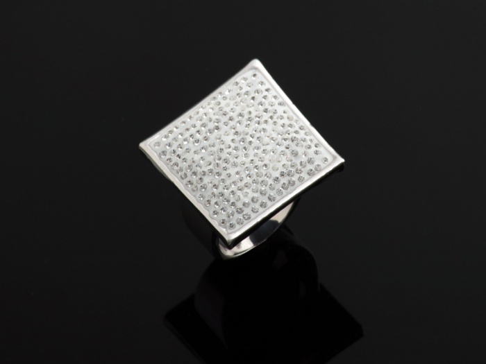 Prsten Swarovski Elements čtverec krystal