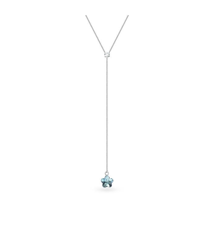 Náhrdelník se Swarovski Elements květinka Krystal + Aqua