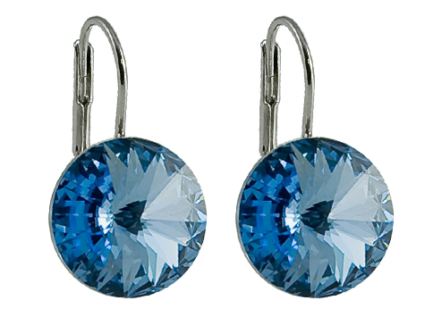Náušnice modré Rivoli se Swarovski Elements Light Sapphire 14 mm