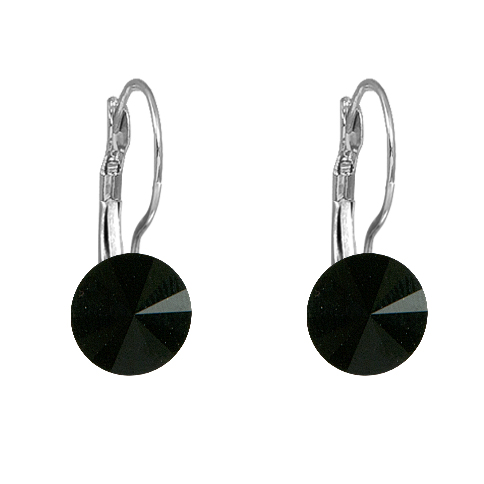 Náušnice černé Rivoli se Swarovski Elements visací Jet 8 mm