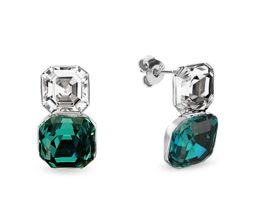 Náušnice zelené se Swarovski Elements Imperial Duo KT44802CEM Emerald