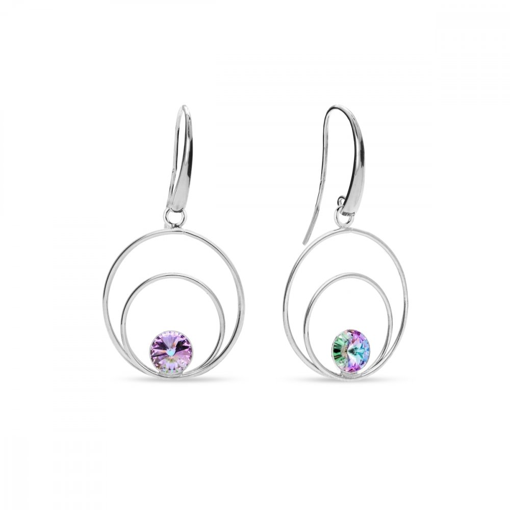 Levně Náušnice fialové se Swarovski Elements Glory KWOD1122SS29VL Vitrail Light