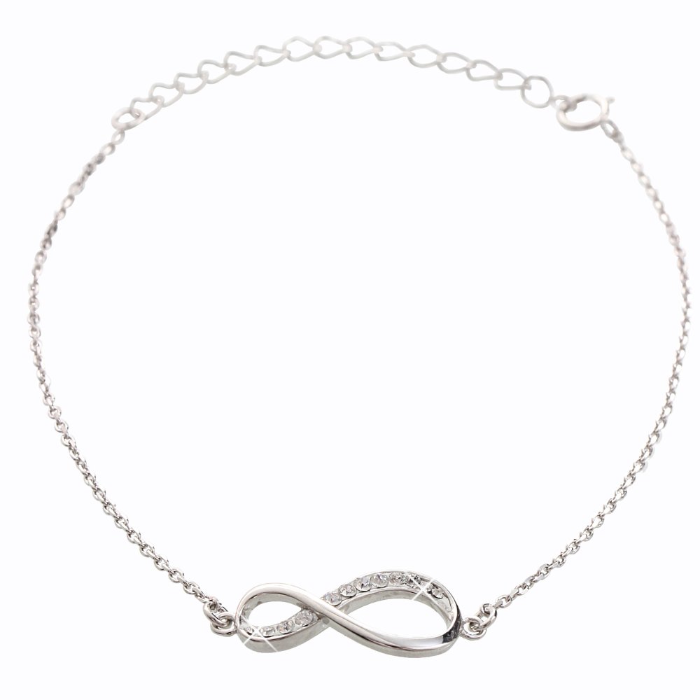 Stříbrný náramek čirý se Swarovski Elements Nekonečno Krystal