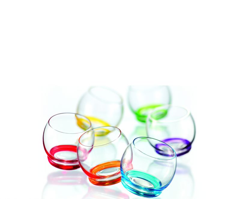 Sada 6 ks houpacích štamprlí Crazy barevné 60 ml