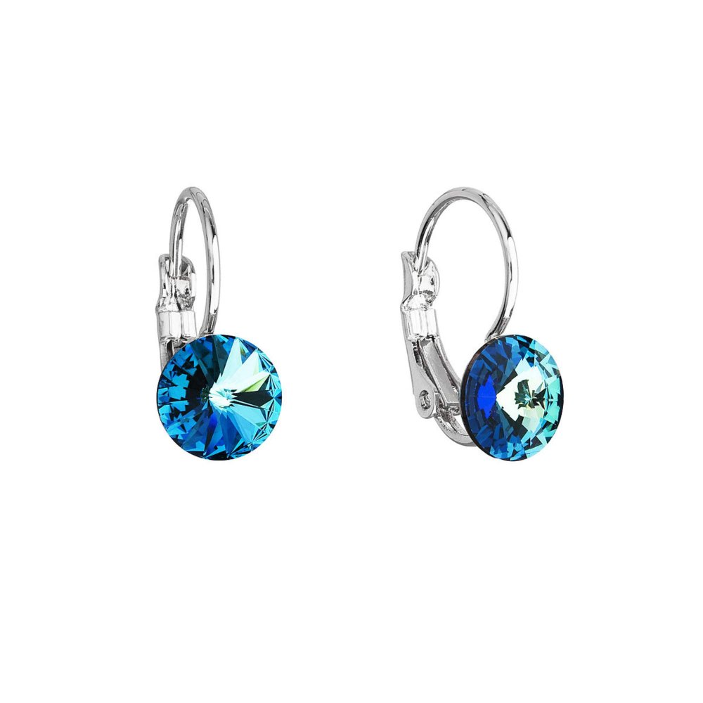 Náušnice modré Rivoli se Swarovski Elements 44112239 Bermuda Blue 8 mm