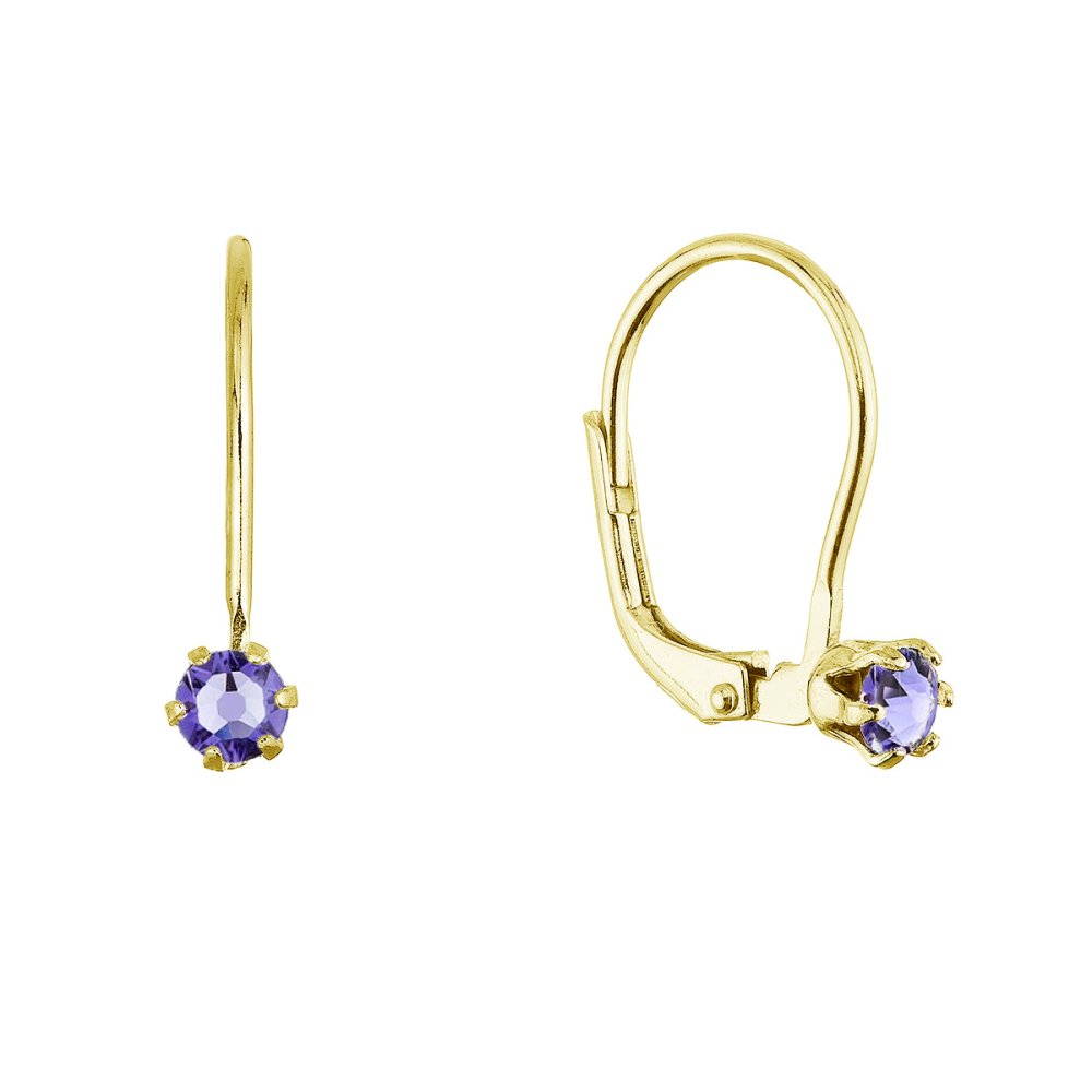 Pozlacené visací náušnice s Preciosa krystalem 31322.3 tanzanite