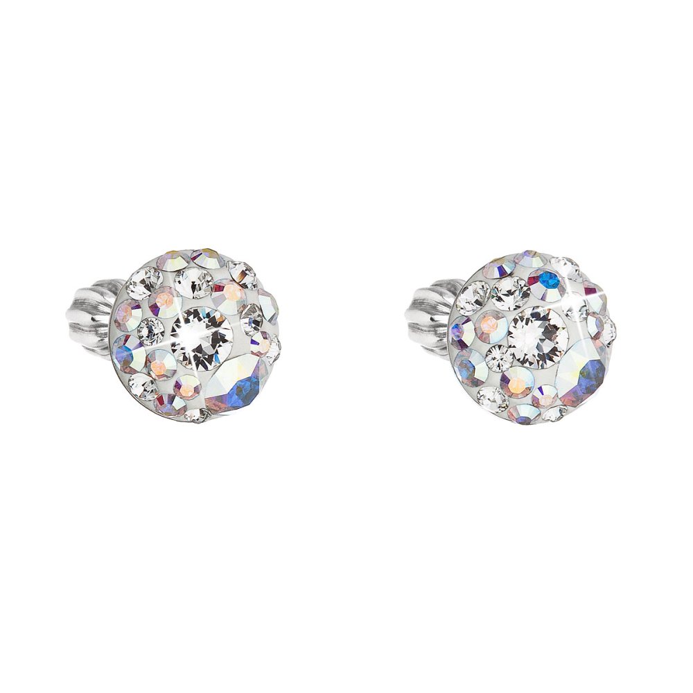 Levně Stříbrné náušnice pecka s krystaly Swarovski ab efekt kulaté 31336.2 AB