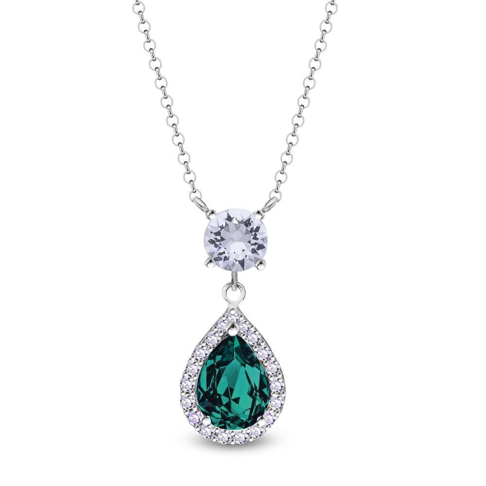 Stříbrný náhrdelník s krystaly Swarovski Elements Briselle NCP4320EMC Emerald