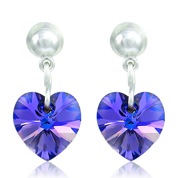 Náušnice se Swarovski Elements, visací, tvar srdce, modré, 793902sapphire