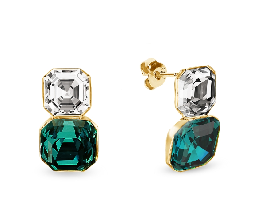 Levně Náušnice zelené se Swarovski Elements Imperial Duo KTG44802CEM Emerald