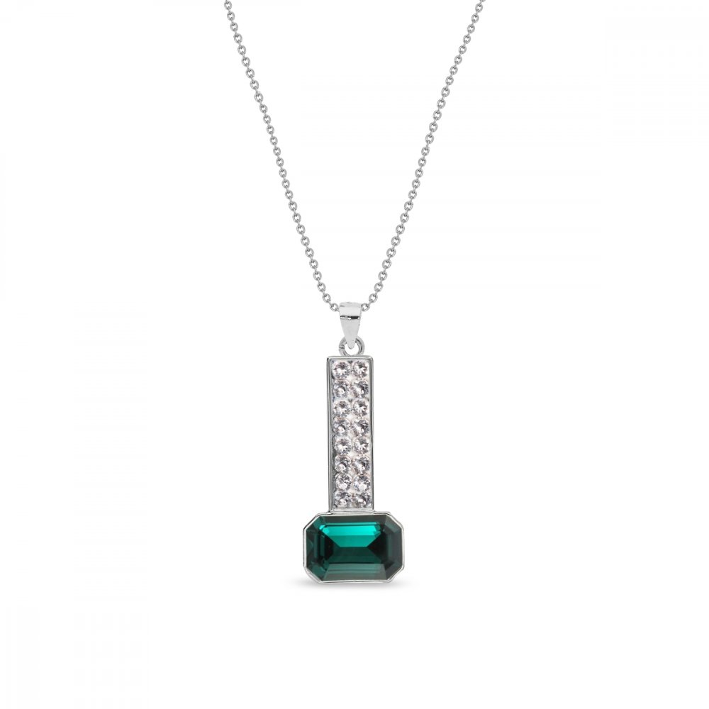 Levně Náhrdelník zelený se Swarovski Elements Royal Wand NFM2602CEM Emerald