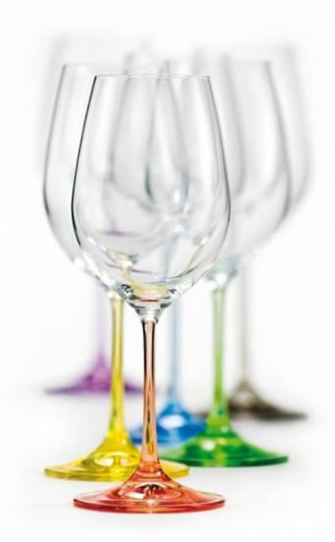 Levně Sada 6 ks sklenic na víno Rainbow barevné 350 ml