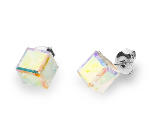 Náušnice se Swarovski Elements Medium Cube Studs K48416AB měnivá