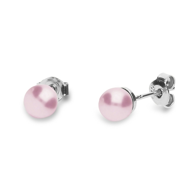 Náušnice se Swarovski Elements Classic Pearl K58186R Rosaline 6 mm
