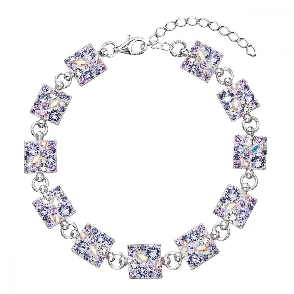 Stříbrný náramek se Swarovski krystaly fialový 33047.3 Violet