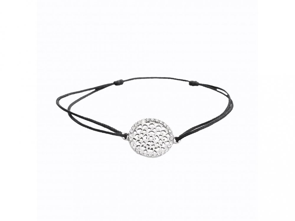 Provázkový černý náramek s přívěskem s krystaly Swarovski Elements