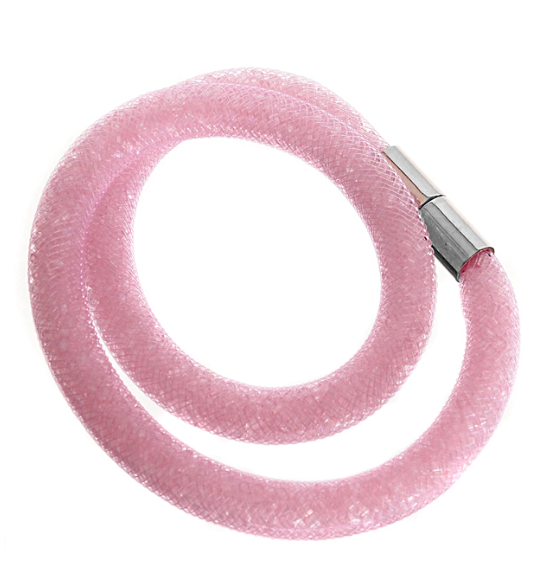 Náramek růžový Stardust s křišťály dvojitý