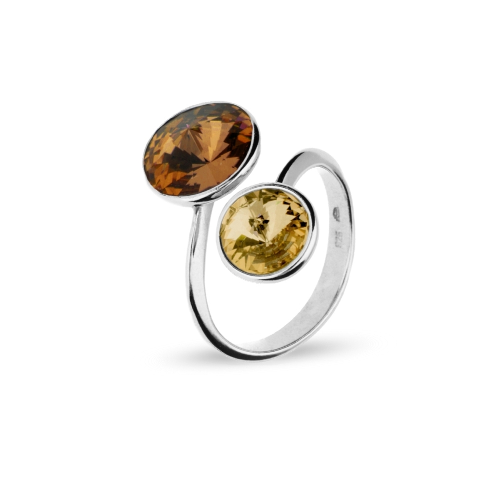 Prsten se Swarovski Elements Piruli PR1122STGS Smoked Topaz