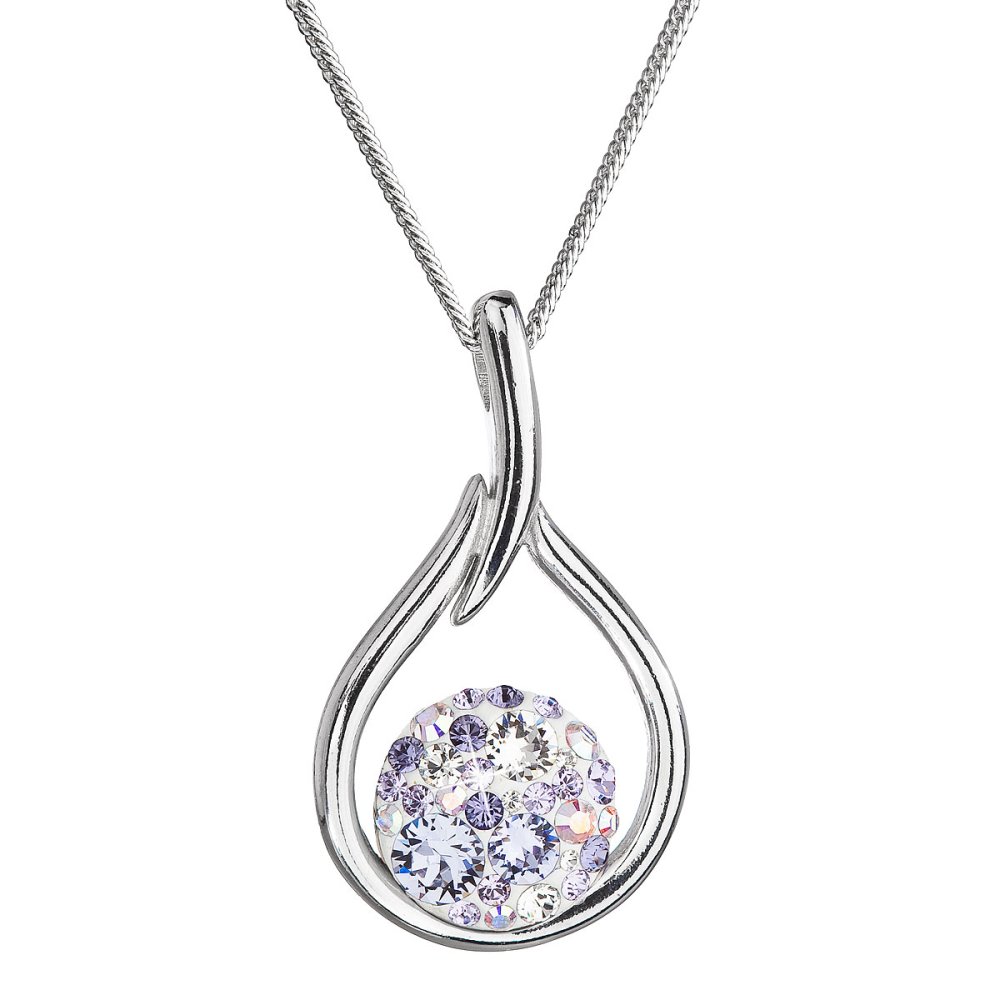Levně Stříbrný náhrdelník se Swarovski krystaly fialová kapka 32075.3 Violet
