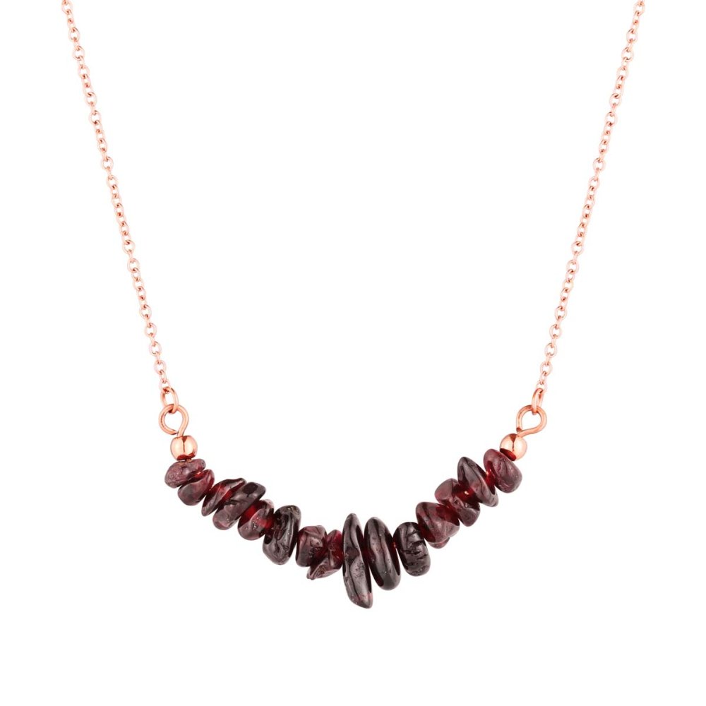 Levně Náhrdelník s kamenem garnet 42037.3 ocel