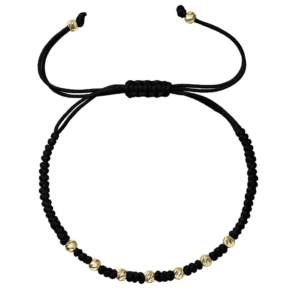 Levně Kabbalah náramek černý se zlatými ozdobnými kuličkami 93T00102 black