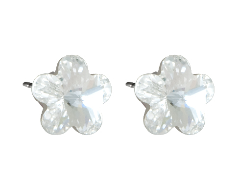 Náušnice se Swarovski Elements tvar květinka 10mm, pecky, čiré, 713856-krystal