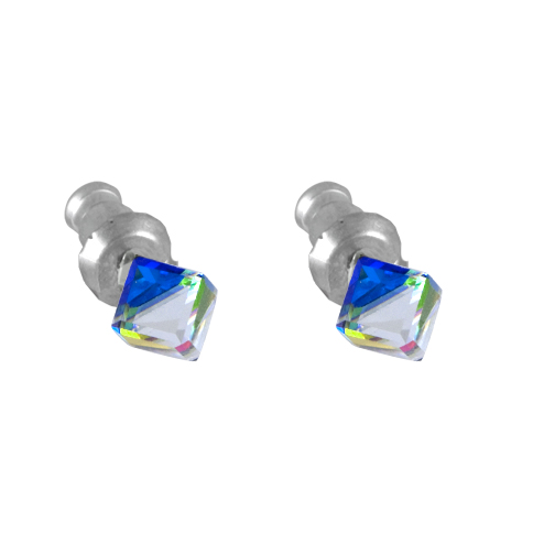 Náušnice Swarovski Elements zelenoměnivé 713864-vm, 4mm, pecky, vitrail medium
