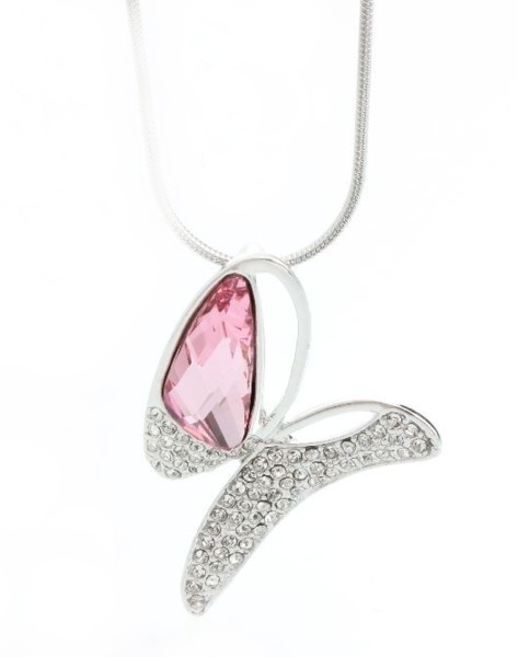Náhrdelník se Swarovski Elements růžový motýl Light Rose